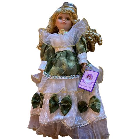 16 Inch Goldenvale Collection Blonde Porcelain Doll Claire Green Dress