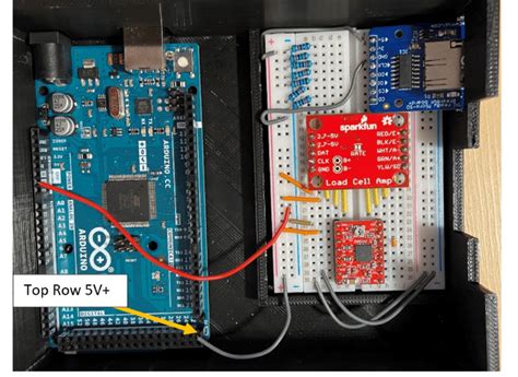 Arduino Mega Added With 5 V And Gnd Lines Attached To Breadboard