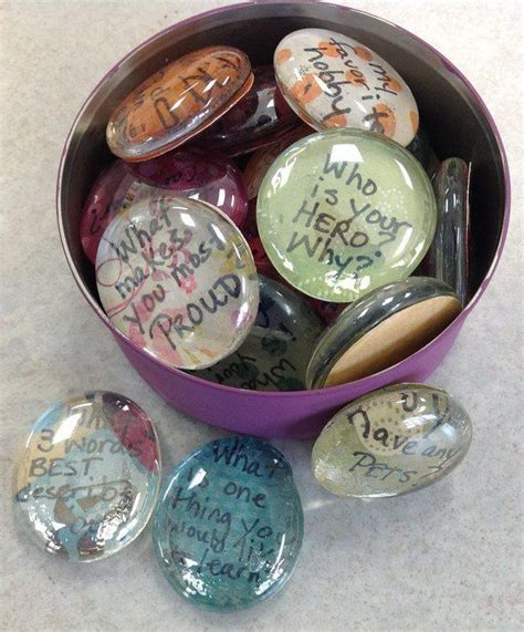 Icebreaker Question Stones Use Glass Pebbles Scrapbook Paper And Mod