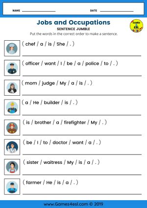 Jobs And Occupations Worksheets Games Esl Esl Worksheets For