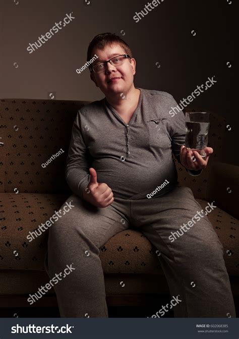 Overweight Man Drinking Water Stock Photo Edit Now 602068385