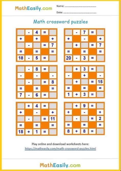 Simple Maths Puzzles With Answers Games And Worksheets