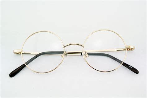 Vintage Round Small Spring Hinges John Lennon Metal Eyeglass Frames Full Rim Myopia Rx Able