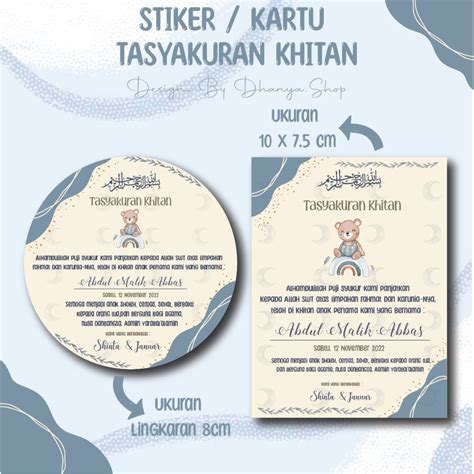 Jual Stiker Kartu Label Syukuran Khitanan Tasyakur Walimatul Khitan