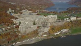 6K stock footage aerial video of West Point Military Academy in Autumn ...
