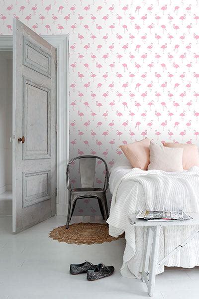 Shop Lovett Pink Flamingo Wallpaper From Design Department By Brewster