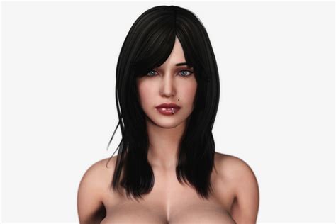 Long Haired Busty Brunette Woman 3D Model Rigged CGTrader