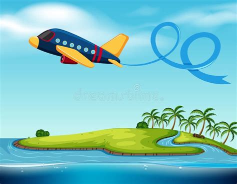 Plane Flying Over Island Stock Illustrations 156 Plane Flying Over