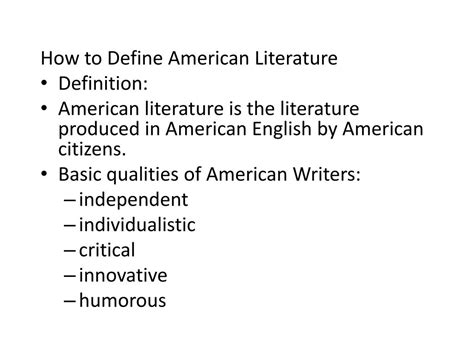 Ppt How To Define American Literature Definition