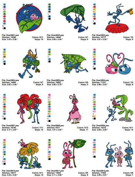 Bugs Life Cartoon Character Embroidery Machine Designs Cartoon