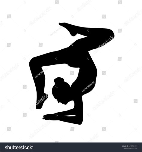 Gymnastic Pose Handstand Elbow Girl Silhouette เวกเตอร์สต็อก ปลอดค่า