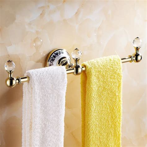 crystal brass towel bar polish towel holder ceramic chrome finish towel rack bathroom