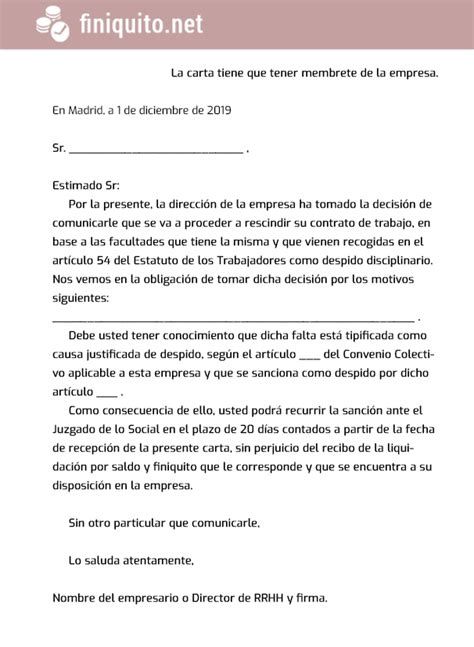 Modelo De Carta De Despido Laboral En Guatemala Modelo De Carta De