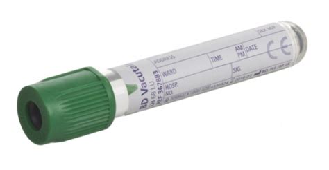 Find your lithium heparin collection tube easily amongst the 40 products from the leading brands (vitrex, f l medical, sarstedt,.) on medicalexpo, the 32306 lithium heparin x 2,5 ml of blood dark fitted with a green cap with collection test tube 12x56 mm 32312 lithium heparin x 2,5. BD Vacutainer 6ml Lithium Heparin Tube - Green | Medical ...