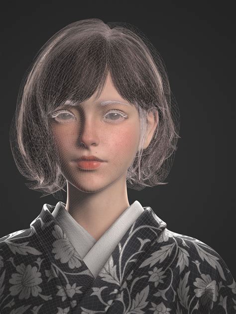 Artstation Kimono Girlyuki Gyu Bin Yun 3d Model Character Character Modeling Fantasy