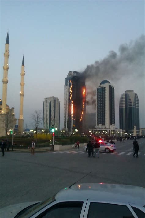 Grozny Skyscraper On Fire Tallest Building In Chechnya Up In Flames