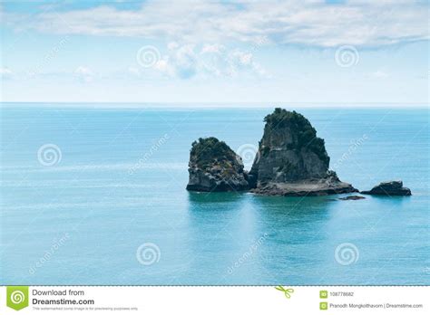 Small Rock Island On Seacoast Skyline Stock Photo Image Of Limon