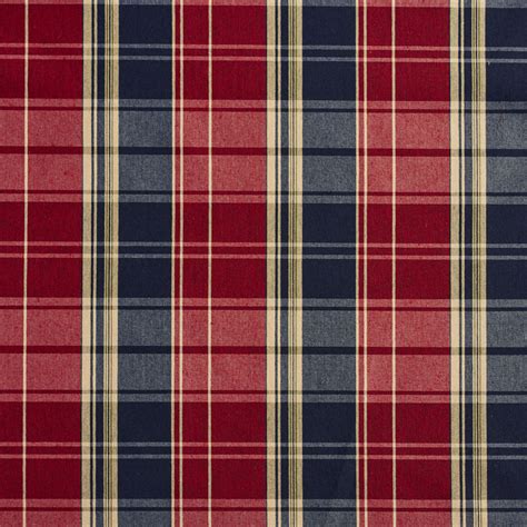 Port Burgundy And Dark Blue Plaid Country Damask Upholstery Fabric