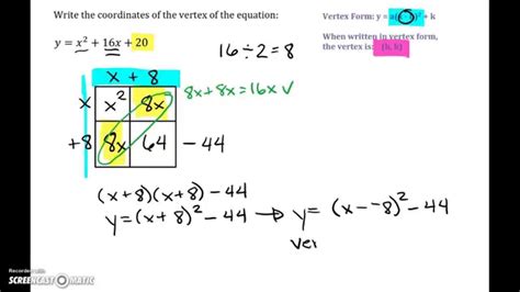 How do you solve the equation by completing the square? How To Put A Quadratic Equation Into Vertex Form By Completing The Square - Tessshebaylo