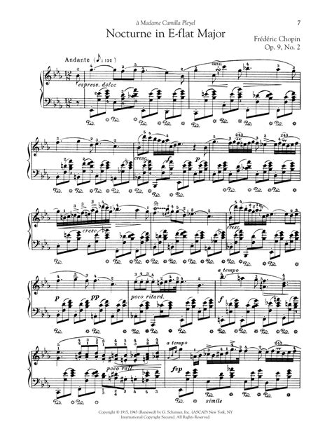 Nocturne Op 9 No 2 Sheet Music Frédéric Chopin Piano Solo