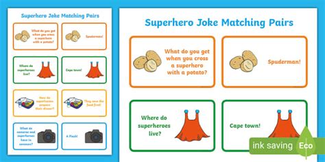 Superhero Joke Matching Pairs Teacher Made Twinkl
