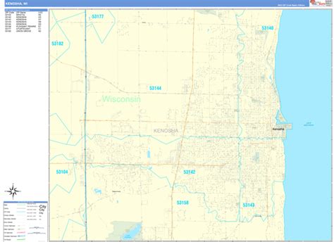 Kenosha Wisconsin Wall Map Basic Style By Marketmaps Mapsales