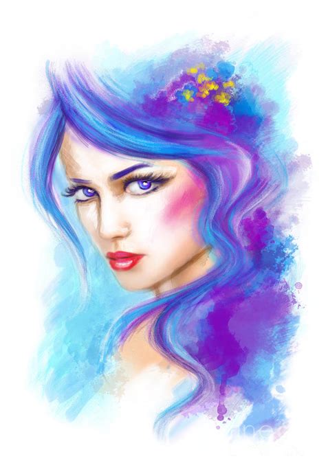 Woman Fantasy Beautiful Portrait Abstract Illustration Digital Art By