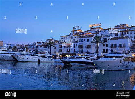 Yachts In Harbor Puerto Banus Marbella Andalusia Spain Stock Photo