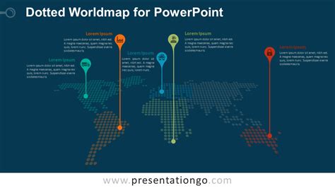 Dotted Worldmap W Pins For Powerpoint Presentationgo