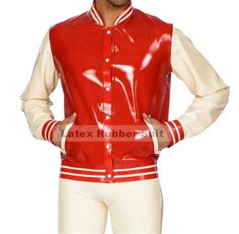 Latex Jacket Rubber Latex Baseball Uniform Latex Rubber Outfit Coat In