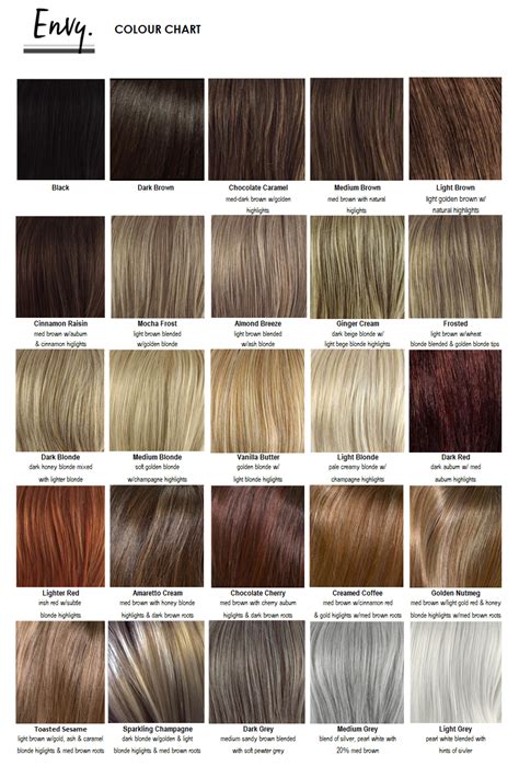 Envy Colour Chart Wigs Synthetic And Human Hair Wigs Hairpieces