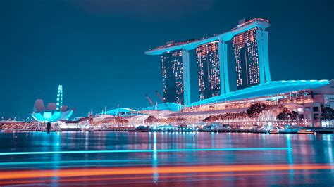 Marina Bay Sands Wallpaper 4k Hotel Singapore Blue Hour
