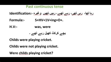 Past Continuous Tense Formula Helping Verbs Identification