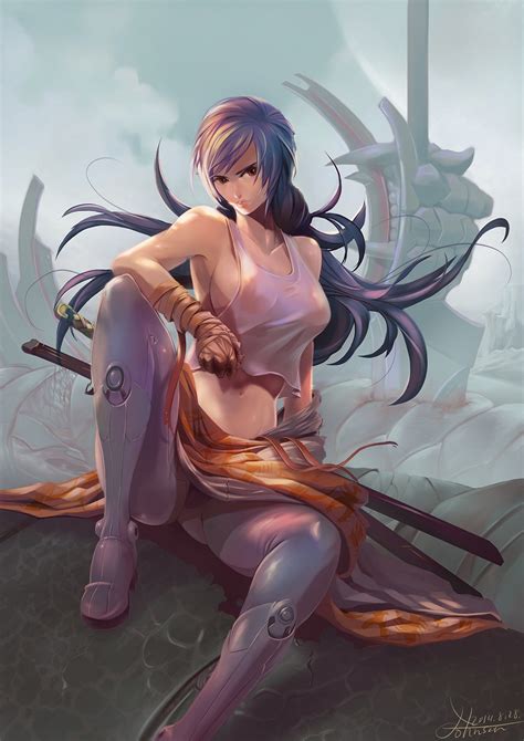 Wallpaper Illustration Long Hair Anime Girls Brown Eyes Armor Sword Comics Mythology