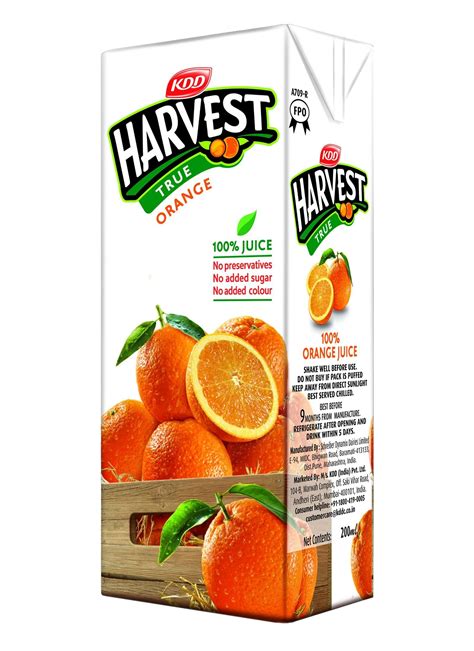 Kdd Harvest Orange Juice 200ml Tetra Pack