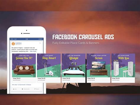 Facebook Carousel Ad Mockup Facebook Carousel Ads Facebook Design