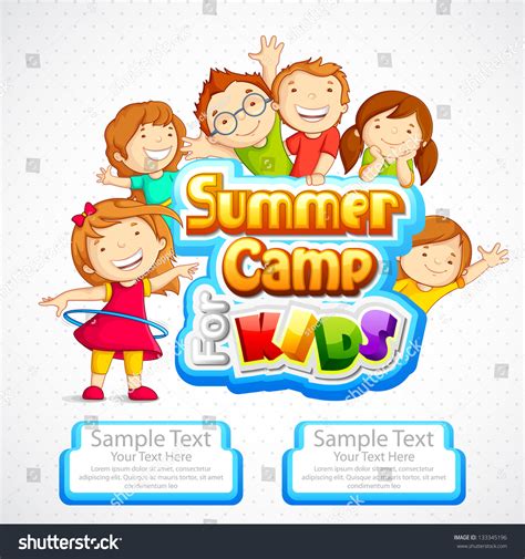 Vector Illustration Kids Summer Camp Poster Stock Vector