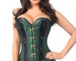 Daisy Corsets Top Drawer Faux Leather Green Brocade Steel Boned