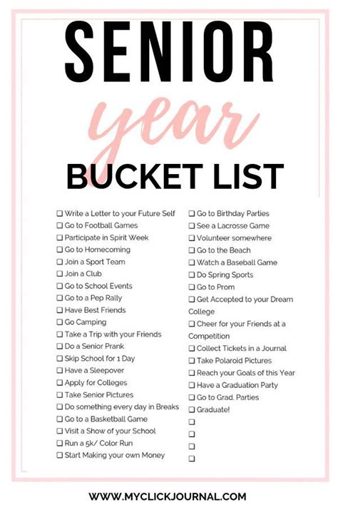 Here Is The Ultimate Senior Year Bucket List To Download And Print For