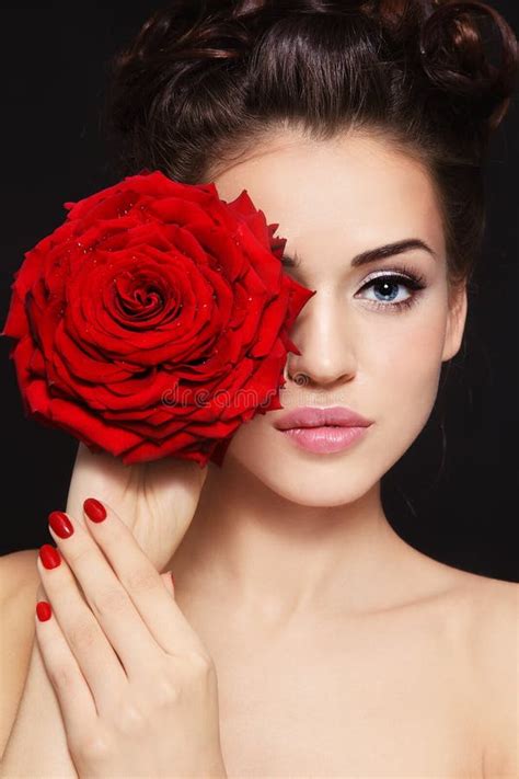 Woman With Rose Stock Photo Image Of Girl Lovely Health 21431672