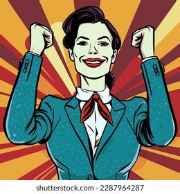 Victorious Business Woman Vector Illustration Stock Vector Royalty