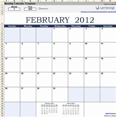 Calendar Templates By Vertex42 Example Calendar Printable Images And