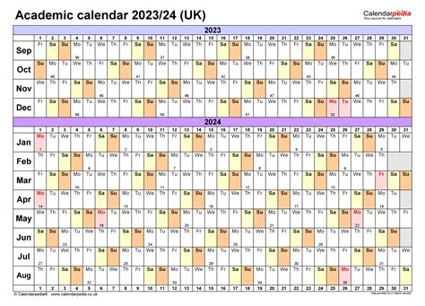 Academic Calendars 202324 Uk Free Printable Excel Templates