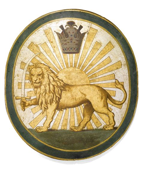 A Large Qajar Or Pahlavi Military Emblem Painted On Wood Persia Circa