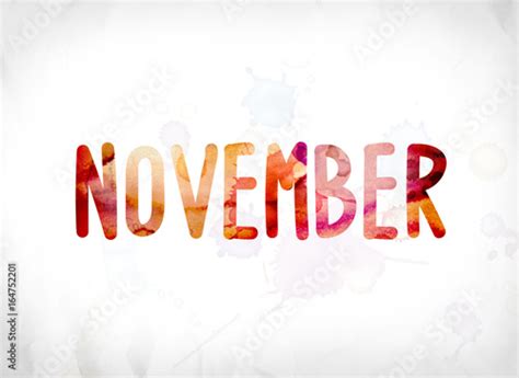 November Concept Painted Watercolor Word Art Stock Photo And Royalty