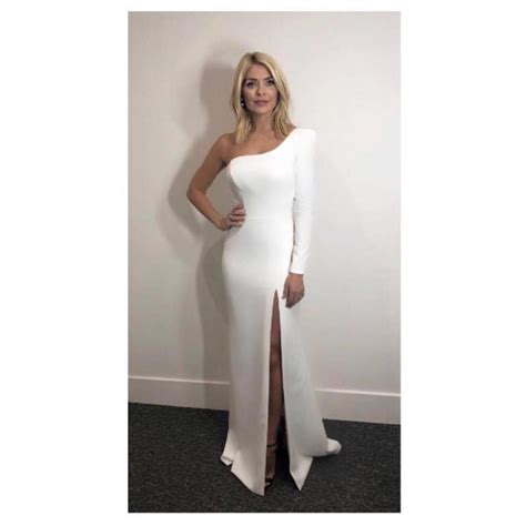 Holly Willoughby One Shoulder White Gown Dancing On Ice Week 4 2018