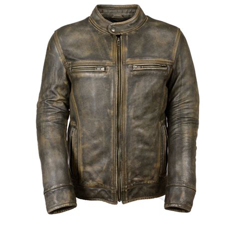 Mens Distressed Brown Leather Jacket With Venting
