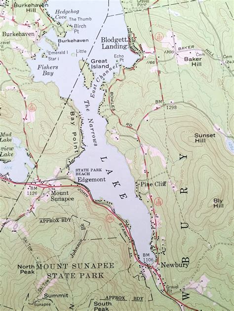 Antique Lake Sunapee New Hampshire 1955 Us Geological Survey Etsy