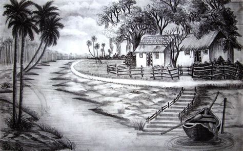 Nature Scenery Drawing Pencil Drawings Of Nature Landscape Drawings