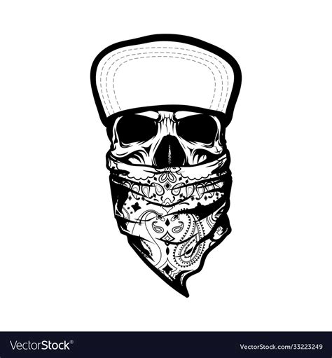 Skeleton Wearing Bandana And Cap Royalty Free Vector Image
